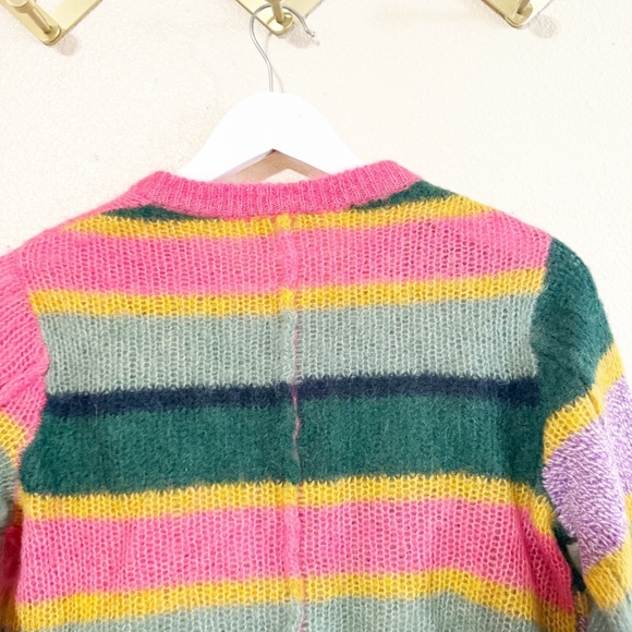 Yanyan Knits Alpaca Stripe Logo Multicolored Button Cardigan Sweater size small - Picture 14 of 15
